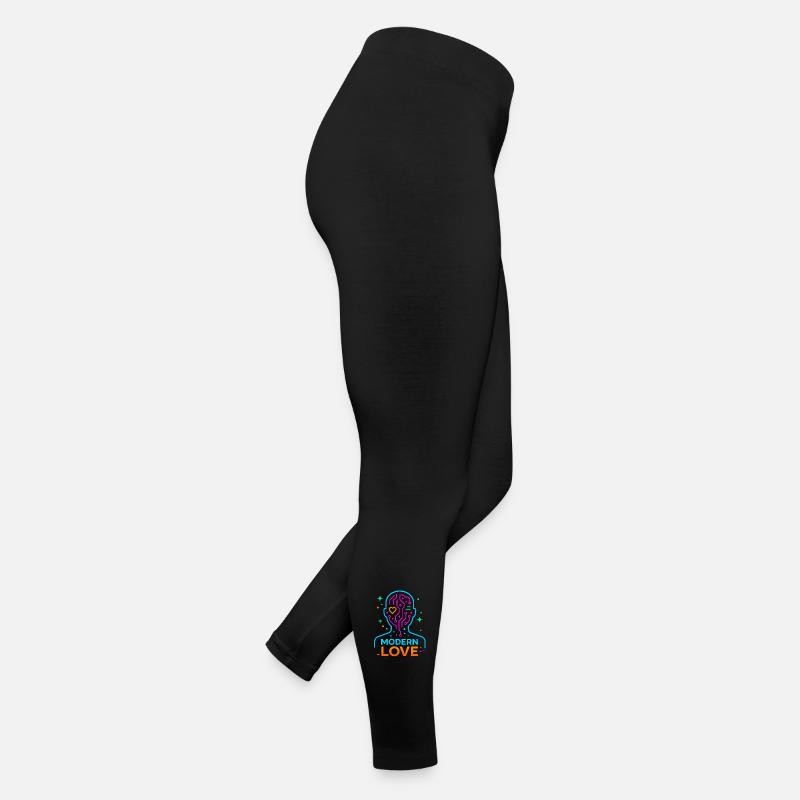 modern love, digital love neon head valentine's day Women’s Jersey Leggings