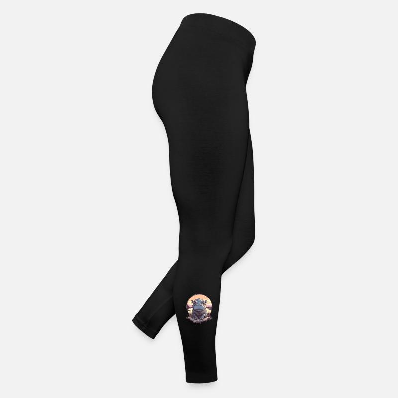 Illustration de l’hippopotame au coucher du soleil Legging en jersey Femme