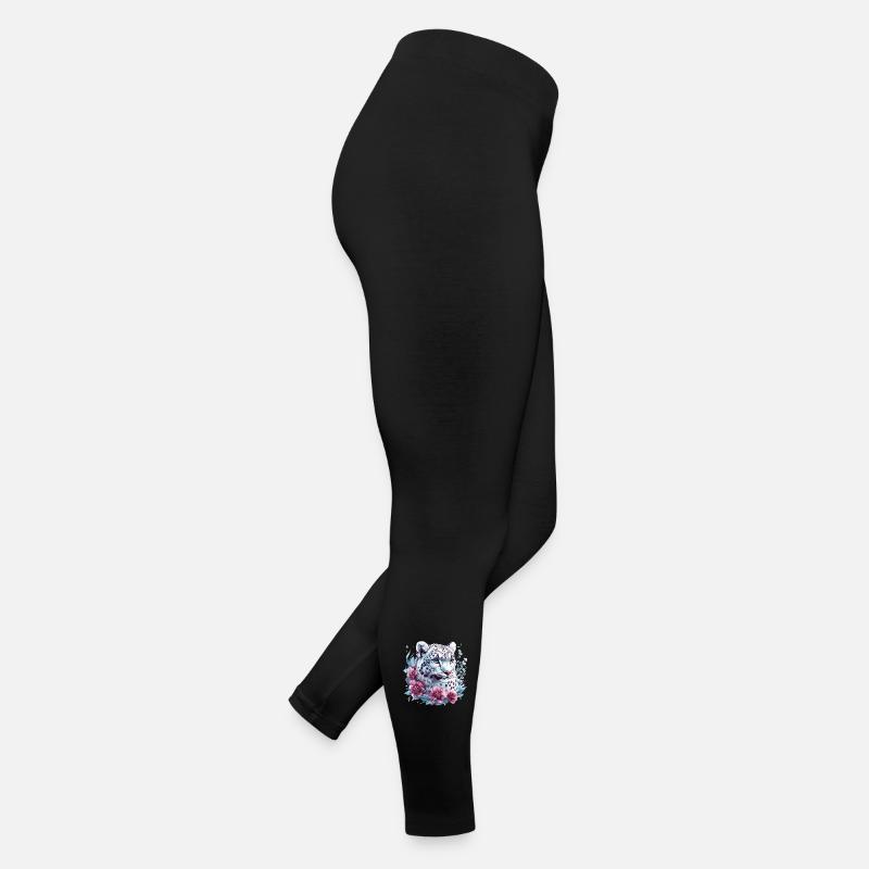 Visage de léopard avec couronne florale Legging en jersey Femme