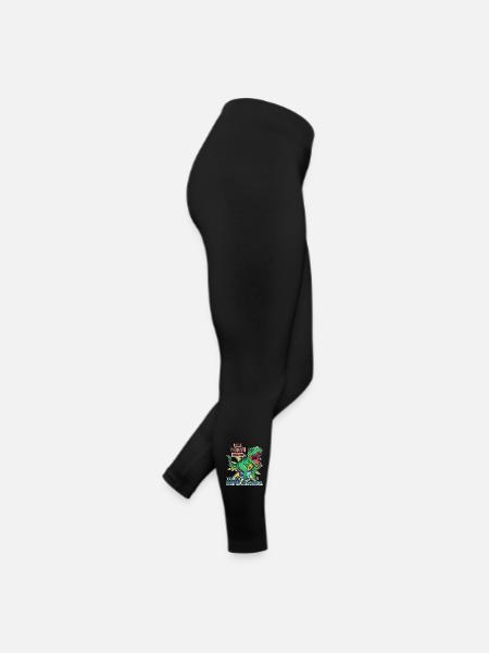 Dino Spruch: Unterm Himmel kann jeder Scheißen... - Frauen Jersey Leggings - Schwarz - Rechts