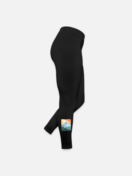 Wandern Berge Wanderung Vintage - Frauen Jersey Leggings - Schwarz - Rechts
