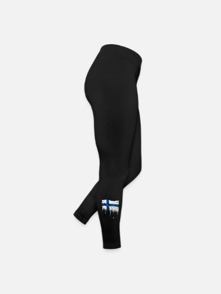 Finnische Flagge bunte Farbe - Frauen Jersey Leggings - Schwarz - Rechts