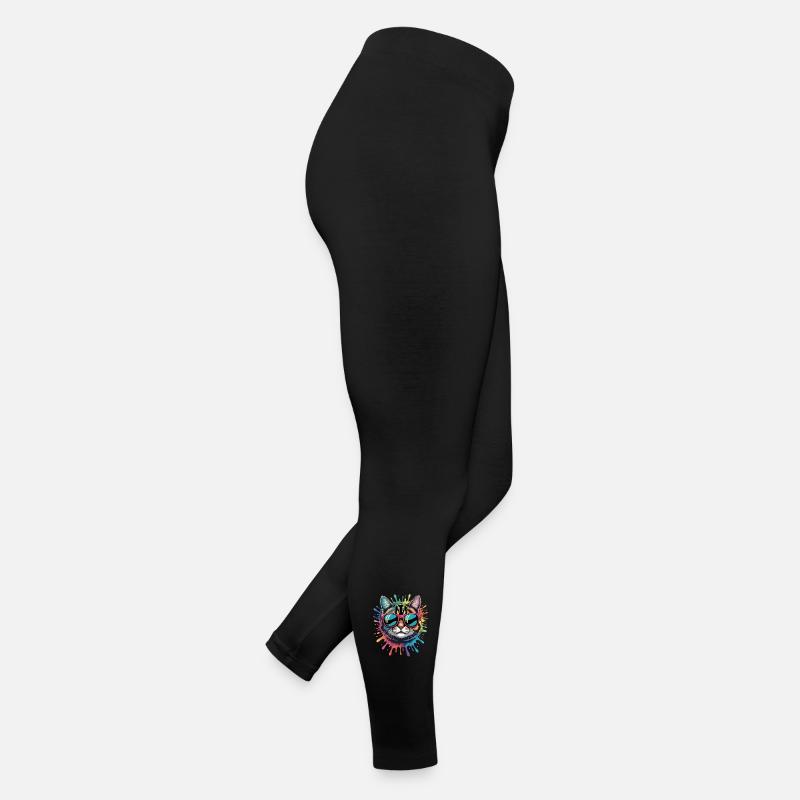 Bunte Katze Wasserfarben Spritzer Graffiti Frauen Jersey Leggings