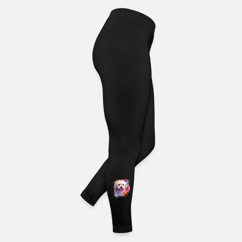 Colorful Maltese Dog Splash Art Women’s Jersey Leggings