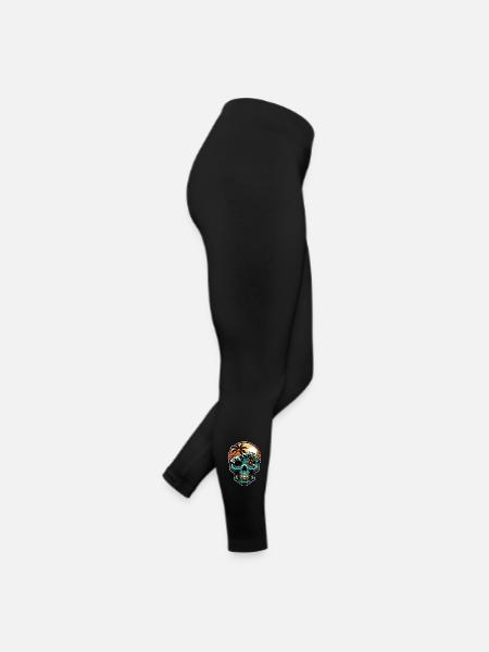 Surfing Skull - Frauen Jersey Leggings - Schwarz - Rechts
