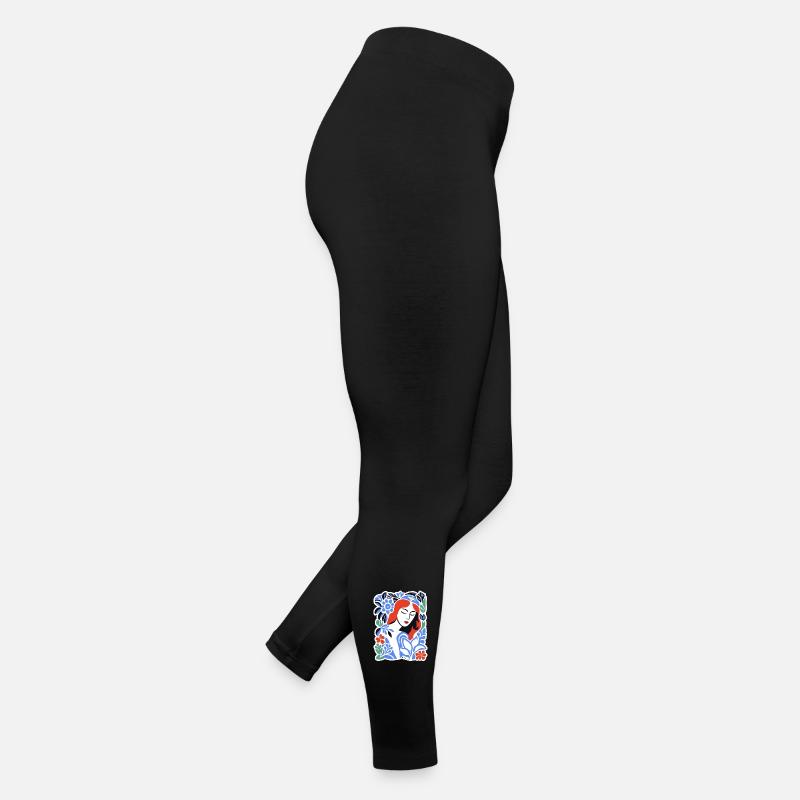 Blue Florals Porträt Frauen Jersey Leggings