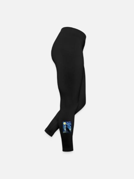 Starry Night Border Collie Sheepdog Art - Women’s Jersey Leggings - black - Right