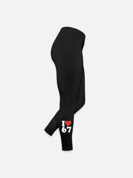 I love six seven | Zahlenduo 6 und 7 - Frauen Jersey Leggings - Schwarz - Rechts