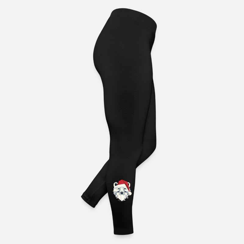 Christmas polar bear with Santa hat and beard Women’s Jersey Leggings