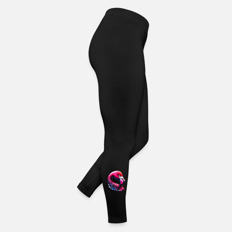 Flamingo - Frauen Jersey Leggings - Schwarz