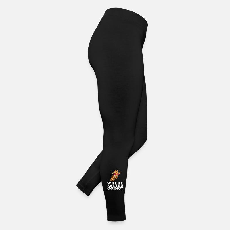 Where are You Going Funny Giraffe Lover - Women’s Jersey Leggings - black