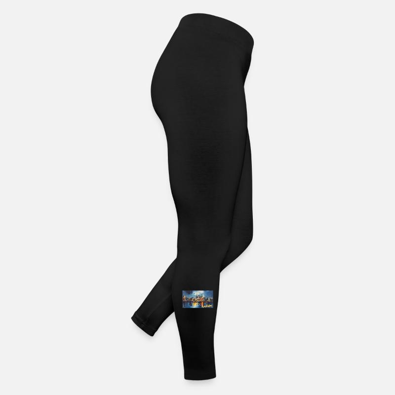 Amsterdam Nuit Bleue Skyline Abstrait Legging en jersey Femme