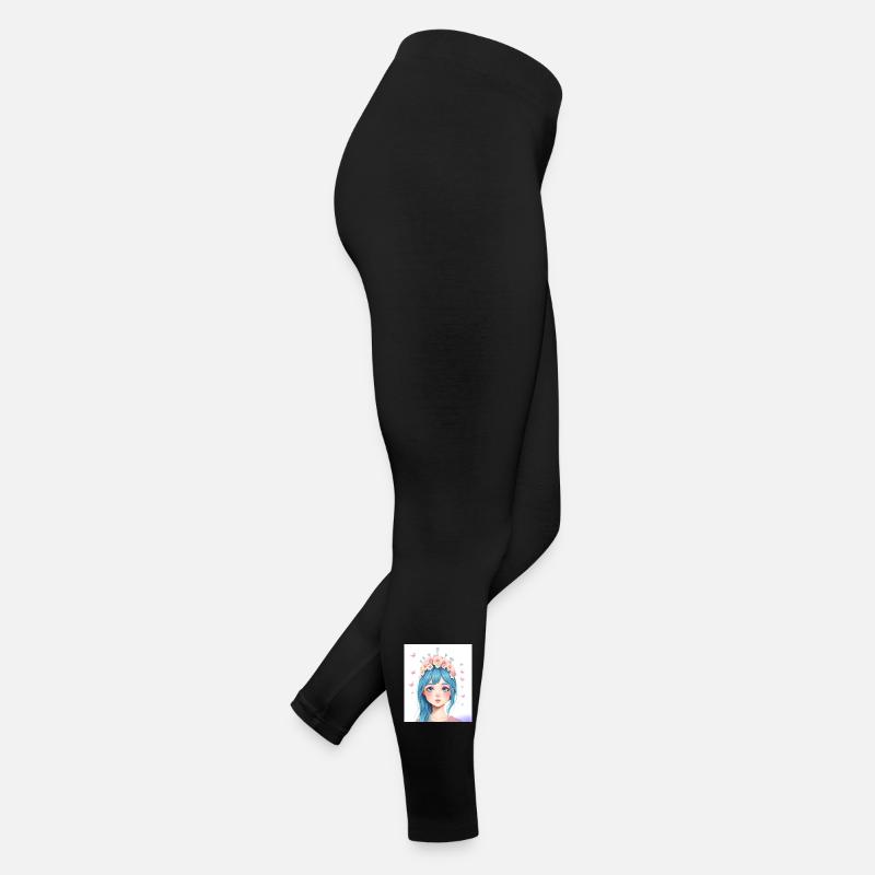 Blauhaar Mädchen mit Blumenkranz Frauen Jersey Leggings