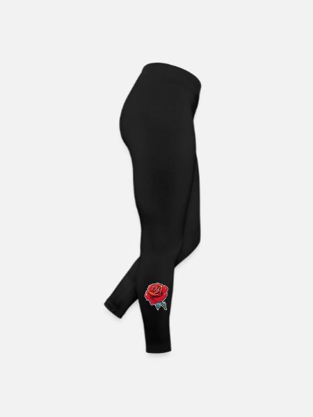 Rose Red Cartoon Rose Dew - Women’s Jersey Leggings - black - Right