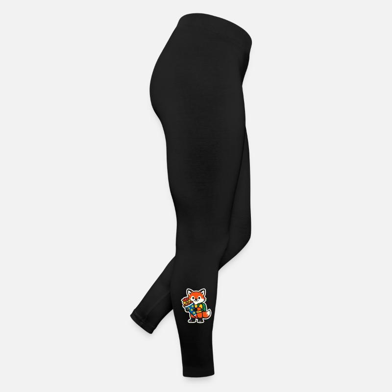 Fox with gift and backpack school enrollment Women’s Jersey Leggings