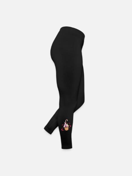 Colorful Muffin with sweets and candy cane. - Women’s Jersey Leggings - black - Right