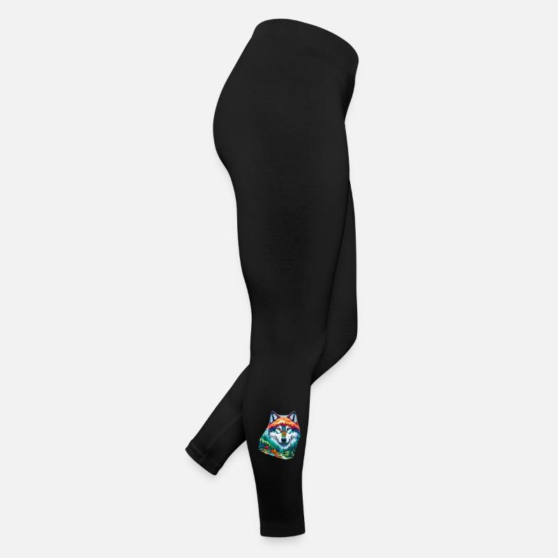 Wolf - Frauen Jersey Leggings - Schwarz