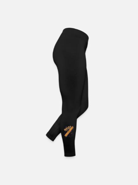 Holzlatte mit Konfetti-Herzen (MoPraLa) - Frauen Jersey Leggings - Schwarz - Rechts