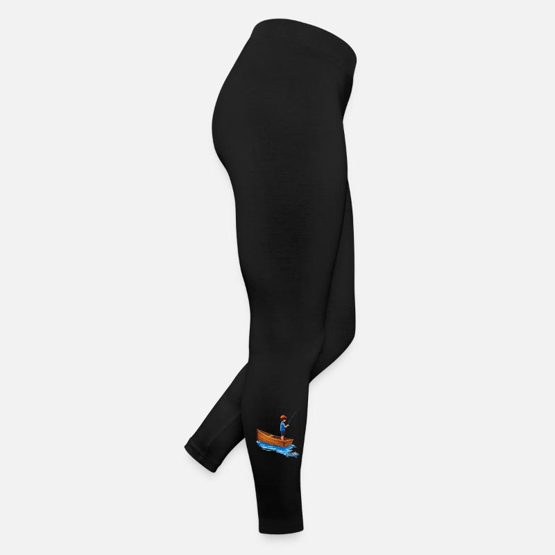 Illustration de garçon pêchant en bateau Legging en jersey Femme