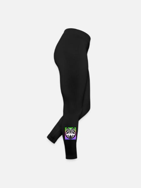 Wolf - Frauen Jersey Leggings - Schwarz - Rechts