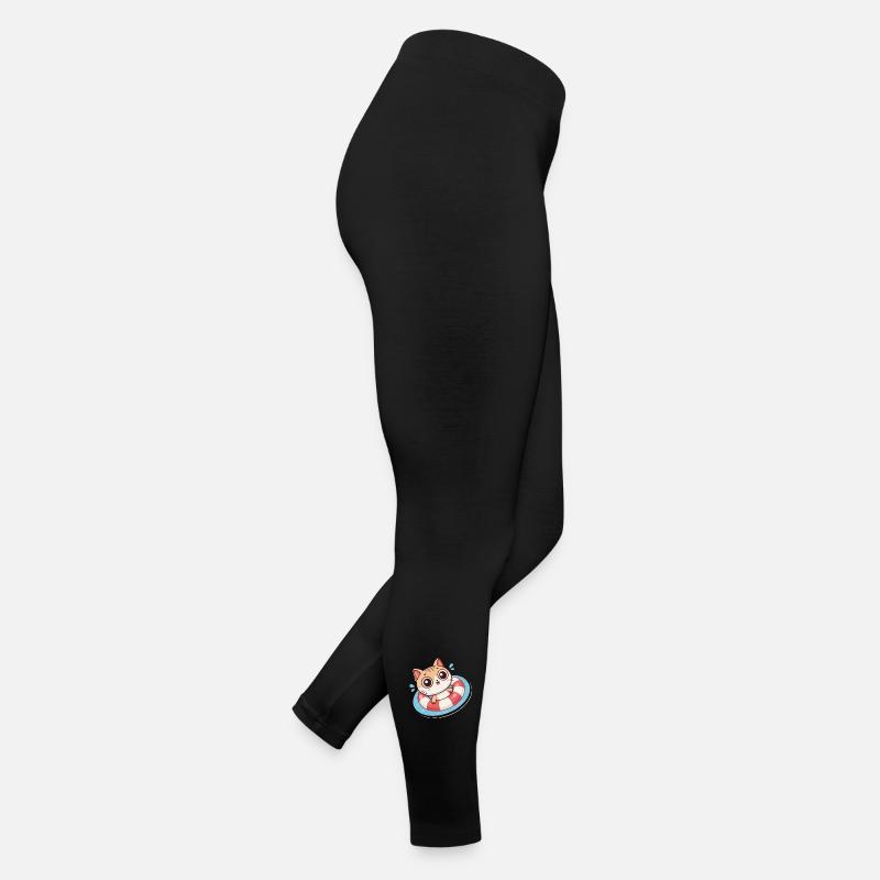 Kawaii Cat in Red Buoy Women’s Jersey Leggings