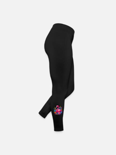 Flamingo - Frauen Jersey Leggings - Schwarz - Rechts