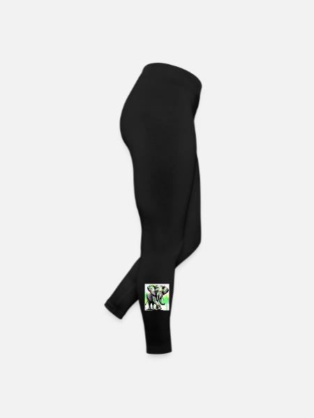 Elefant - Frauen Jersey Leggings - Schwarz - Rechts