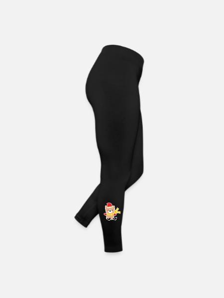 Winter bear with Christmas hat - Women’s Jersey Leggings - black - Right