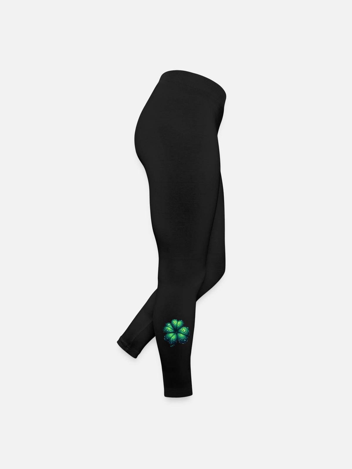 Four-leaf clover - Women’s Jersey Leggings - black - Right