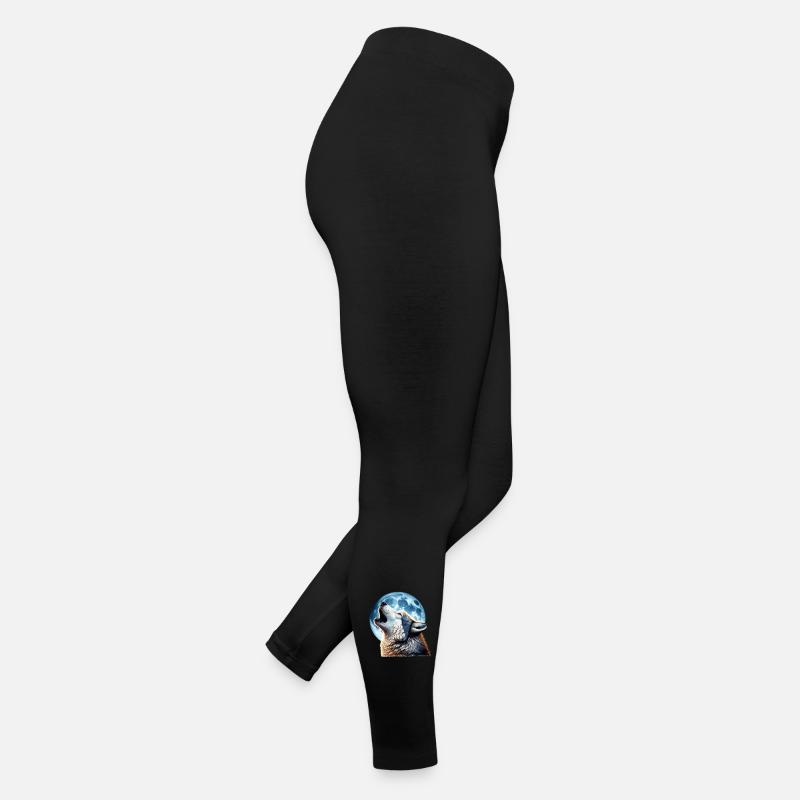 Wolf howls at the full moon Women’s Jersey Leggings