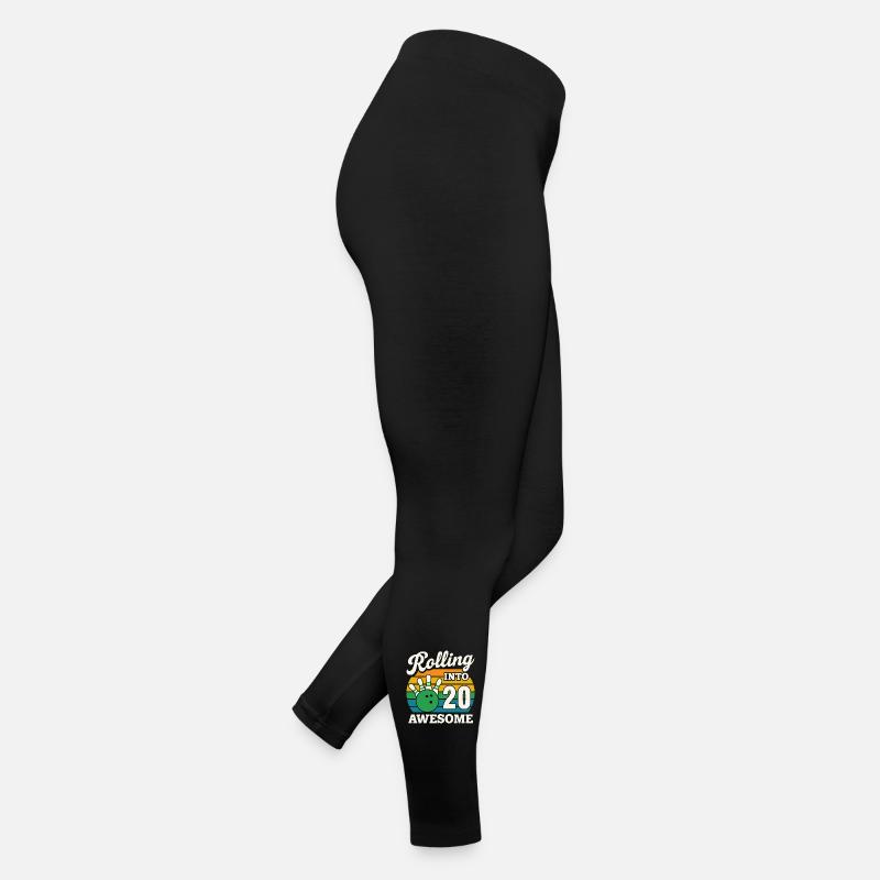 Bowling 20th Birthday Celebration Graphic - Women’s Jersey Leggings - black