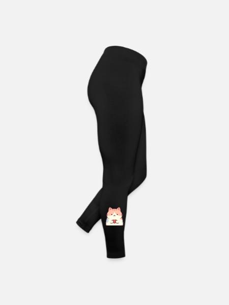 Cuddly Kitten Heart Cartoon Cat - Women’s Jersey Leggings - black - Right