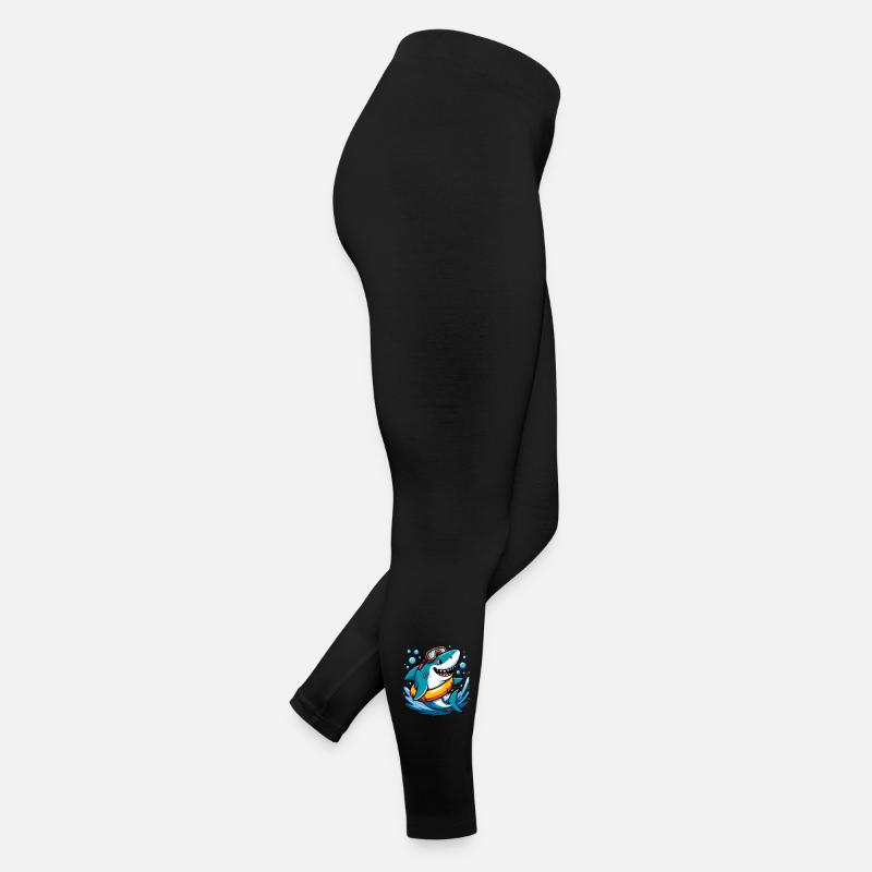 Dessin animé de requin avec des lunettes de plongée Legging en jersey Femme