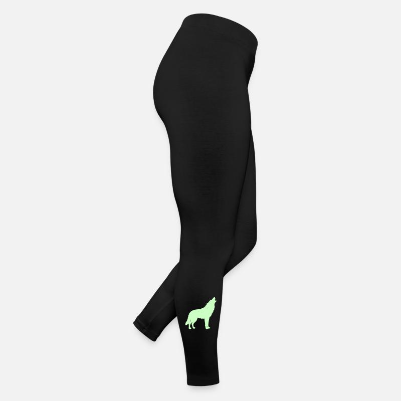 Wolf Silhouette Neon Green Women’s Jersey Leggings