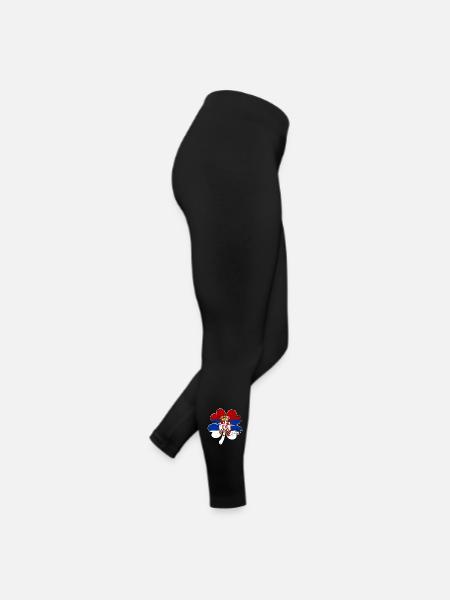 Serbien Flagge Vierblättriges Kleeblatt - Frauen Jersey Leggings - Schwarz - Rechts