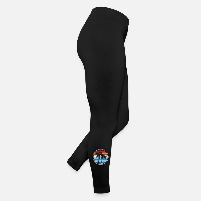 Retro Palm Sunset Circle Women’s Jersey Leggings