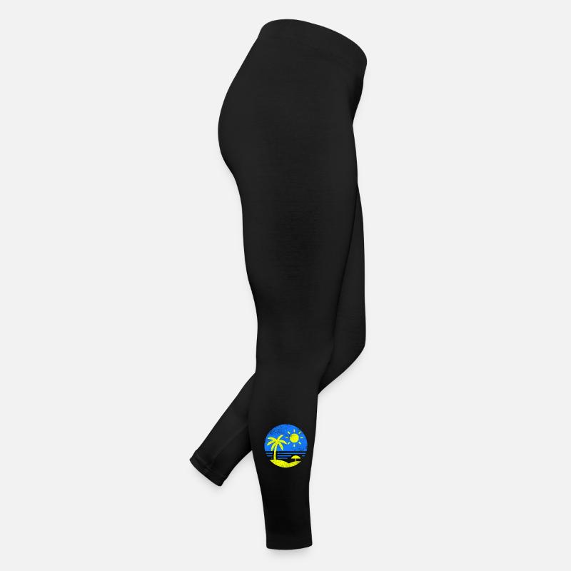 Vintage Beach Blue Yellow Women’s Jersey Leggings