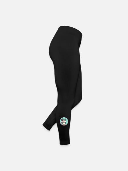 Squirrel Kawaii Cartoon Character Animal Pet Face - Women’s Jersey Leggings - black - Right