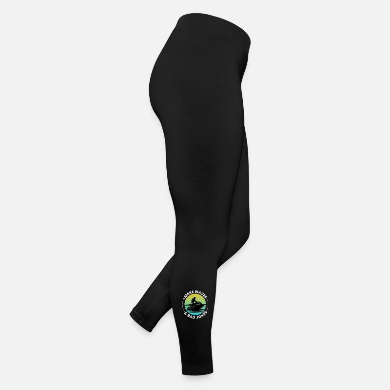 Funny Jetski Rider Saying Make Waves & Laugh  Women’s Jersey Leggings
