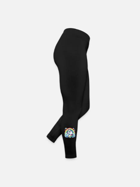 Regenbogen-Einhorn auf Wolken - Frauen Jersey Leggings - Schwarz - Rechts