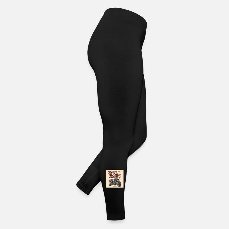 Keep it Rollin' – Minimalist Typography - Women’s Jersey Leggings - black