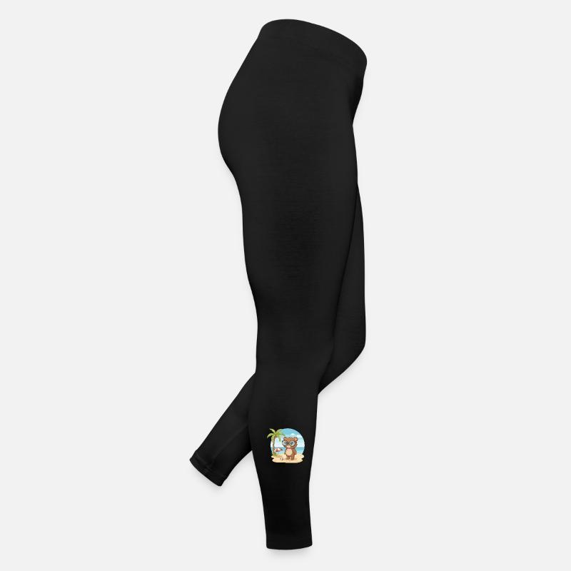 Cute Bear with Glasses Beach Summer Vacation Women’s Jersey Leggings