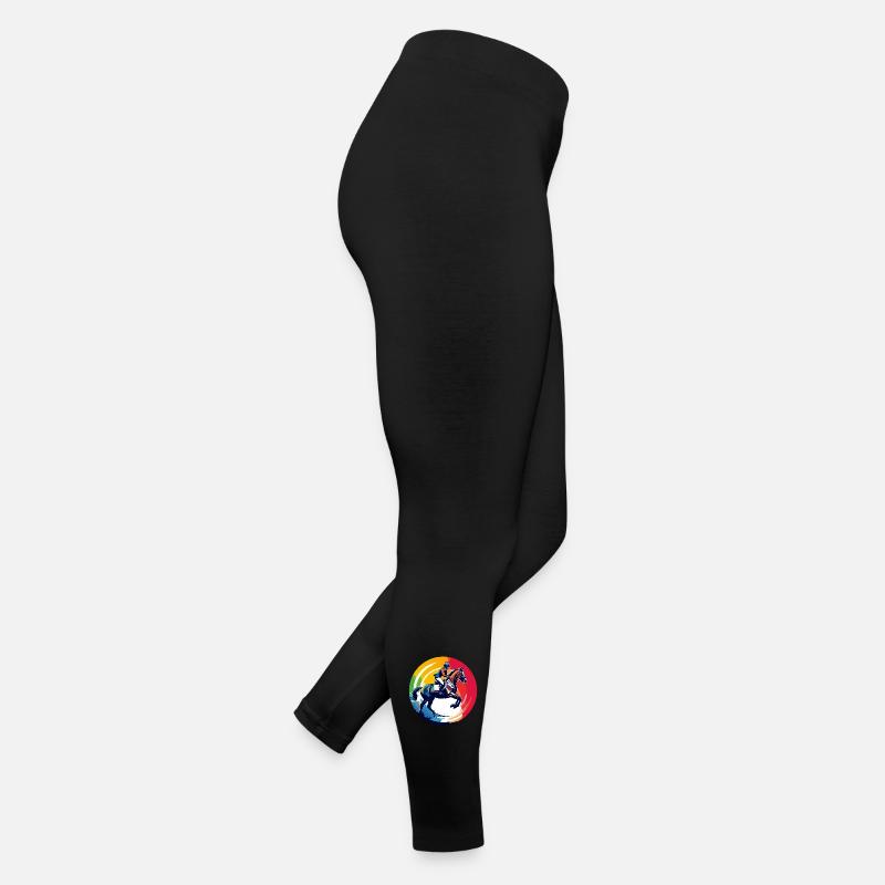 Regenbogen Springpferd Pferd Springreiten Motiv Frauen Jersey Leggings
