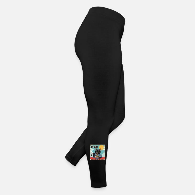 Katze de nouilles ramen de Kawaii Chat mangeant des nouilles ramen Legging en jersey Femme