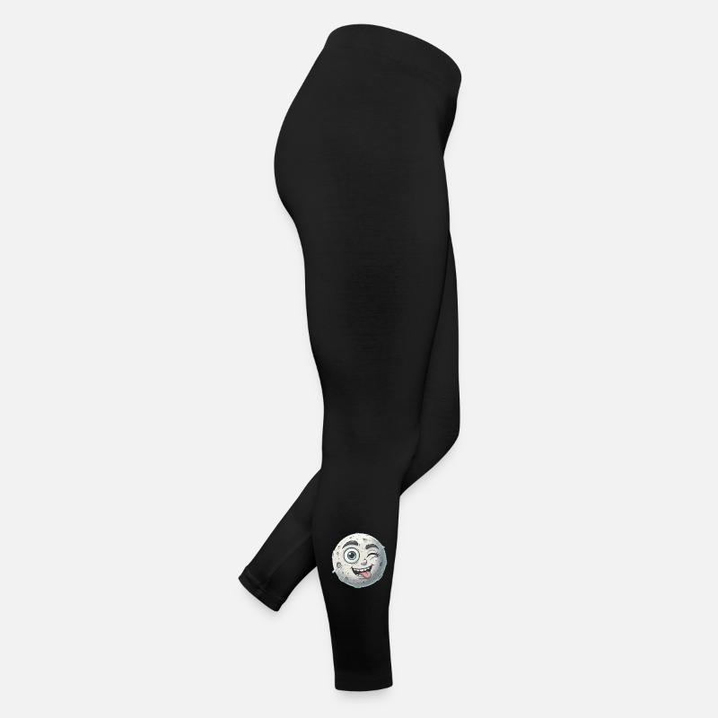 Dessin animé Visage de Lune Ondulant Legging en jersey Femme
