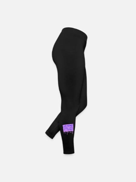 Measure Your Life In Love Inspirierend Liebe Logo - Frauen Jersey Leggings - Schwarz - Rechts