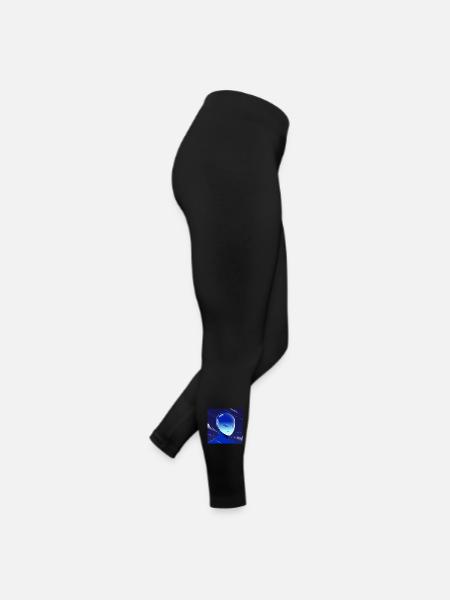 Blauer Alien Blick Maskenkunst - Frauen Jersey Leggings - Schwarz - Rechts