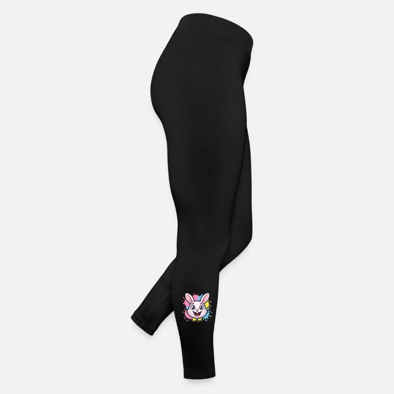 Fröhliche Hasen-Illustration mit Farbspritzern Frauen Jersey Leggings