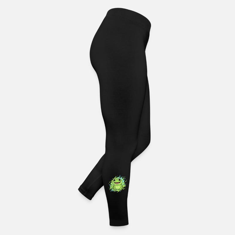 Dessin animé joyeux de grenouilles éclaboussures Legging en jersey Femme