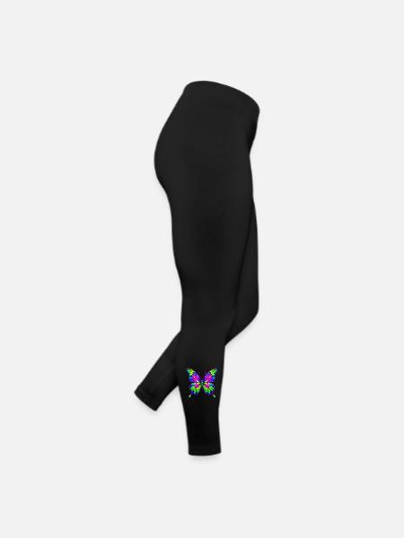 Schmetterling - Frauen Jersey Leggings - Schwarz - Rechts
